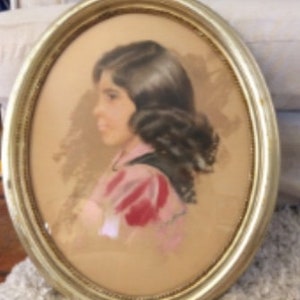 Antique Oval Frame 24” – Vintage Gold Wall Frame with Portrait – Repurpose as Mirror