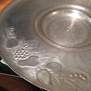 MidCentury Everlast Metal Lazy Susan | 18” Hand Forged Spinning Tray with Embossed Fruit Design