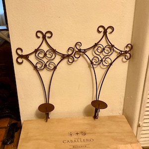 Pair of  Iron Wall Sconces, Tall Iron Wall Sconces, Candle wall sconces
