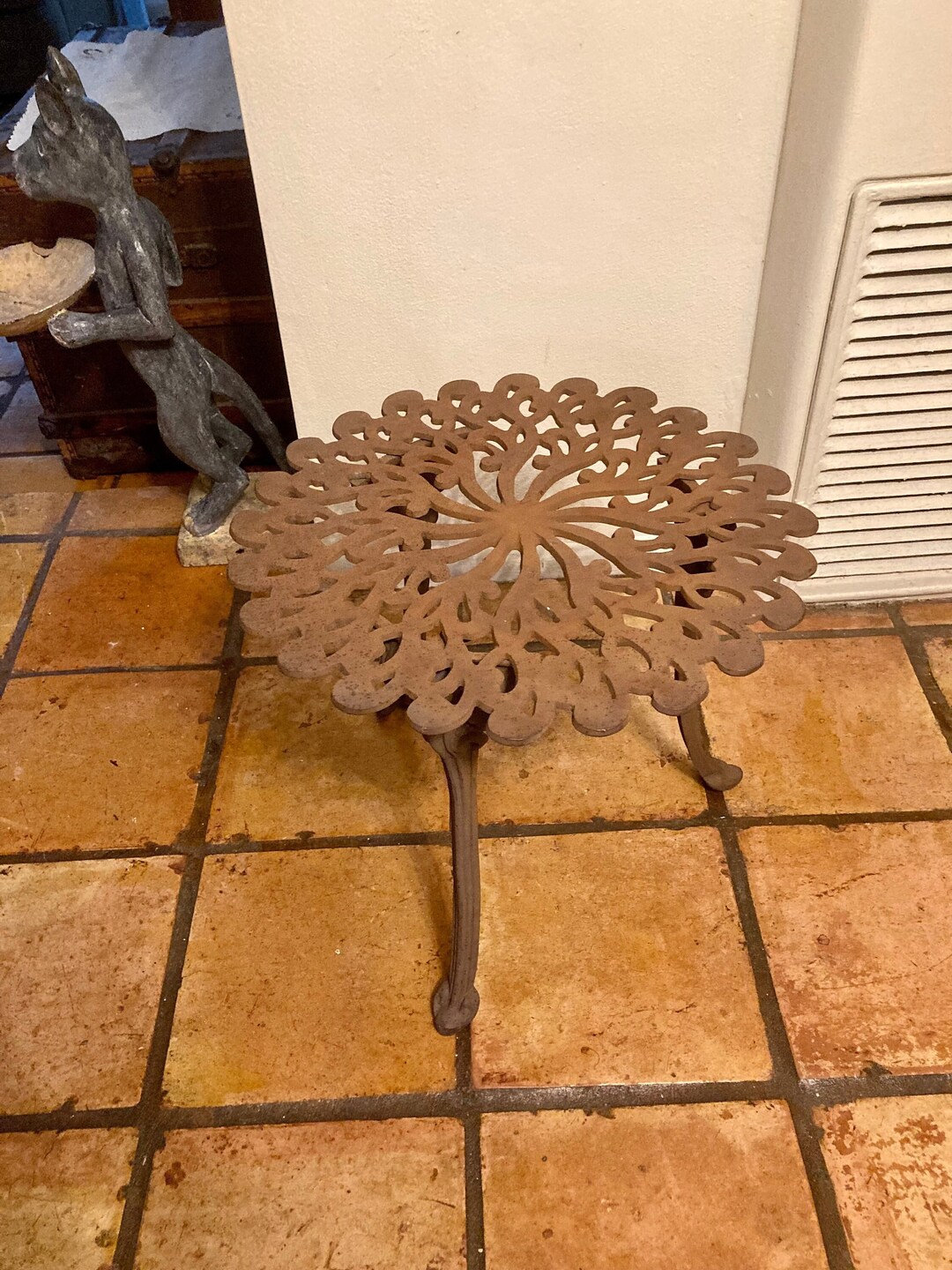 Vintage Iron Side Table Vintage Cast Iron Patio Table Etsy