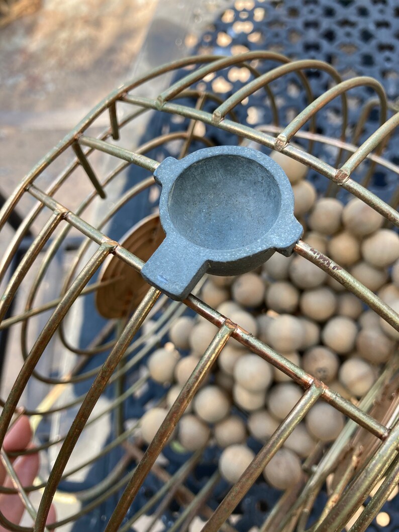 Working 1920 Bingo Cage with Wooden Balls Vintage Bingo Tumbler with Wooden Balls
