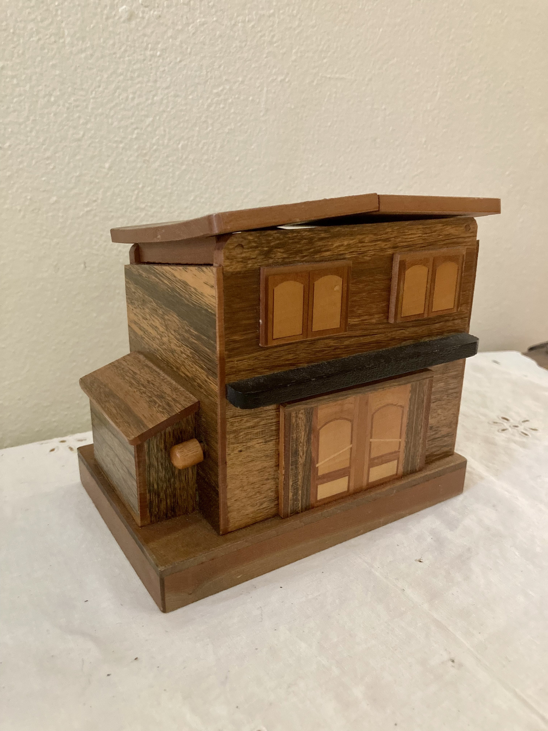 vintage wooden musical cigarette box Vintage Wooden Music Box Cigarette Dispenser, Western Saloon Musical  Cigarette Dispenser, Musical House Cigarette Holder