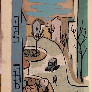 Pair of MidCentury Wylie Framed Lithographs, Vintage Street scenes Numbered Lithographs, Wylie Street scene Lithographs
