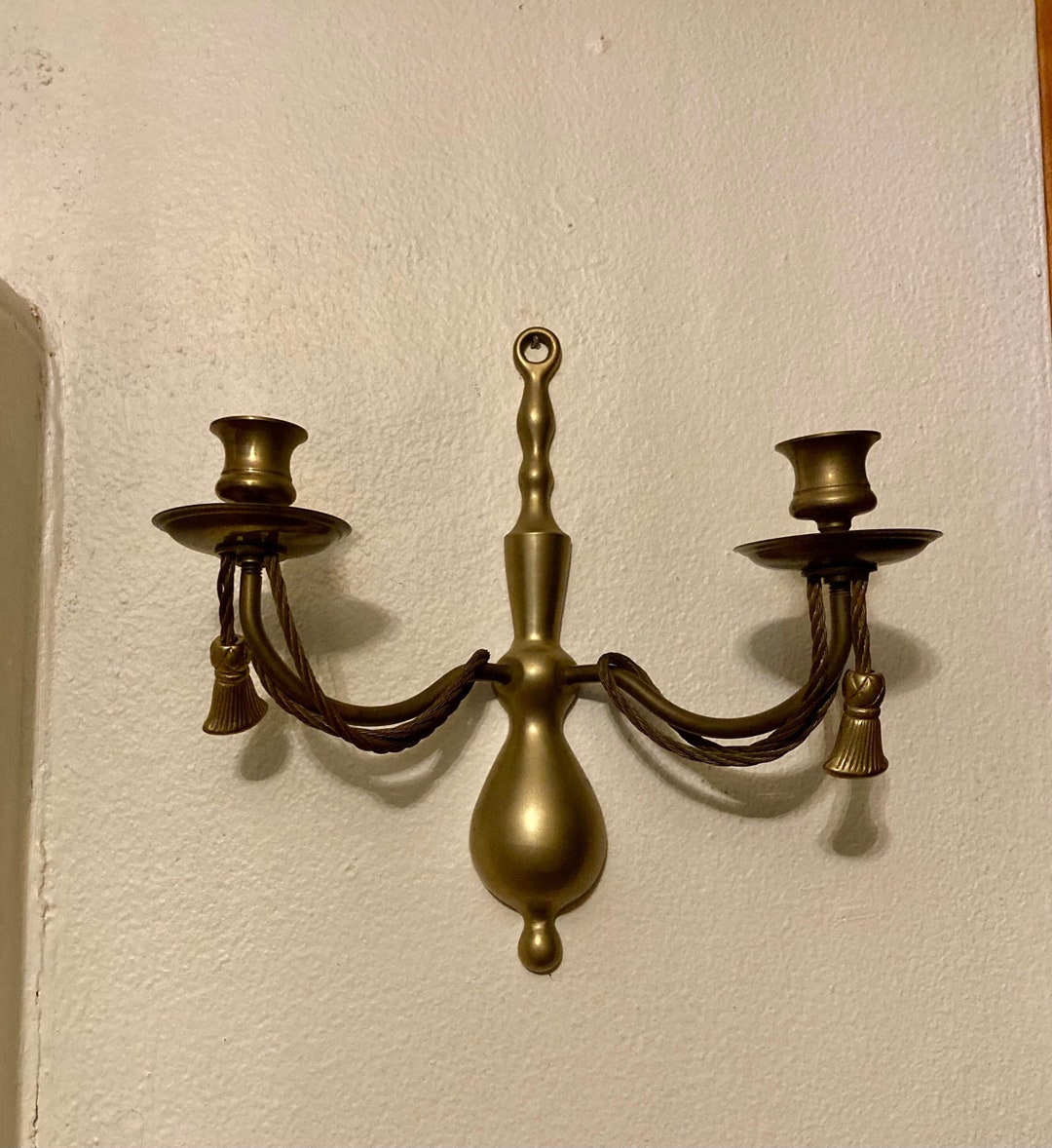 Vintage Brass 2 Candle Candelabra Wall Sconce, Vintage Hollywood ...