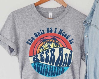 The only BS I need is beer and sunshine t-shirt - Rainbow retro - Summer shirt - -Sunshine - women's apparel - Funny shirt