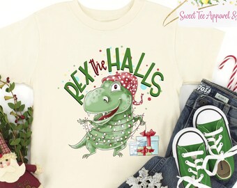 T-shirt Rex the halls - Chemise de Noël - Chemise de dinosaure de Noël - Chemise dino pour filles