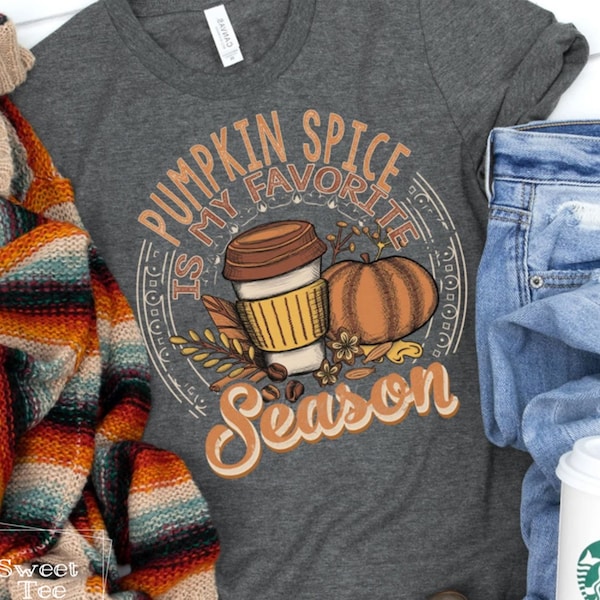 Pumpkin spice is my favorite season t-shirt - Unisex shirt - Autumn - Fall - bonfires -  soft tee - Gray shirt - vintage style