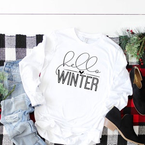Hello Winter Long sleeve shirt - Winter season t-shirt - Finally winter - Long sleeve t-shirt - Snow day - family - Unisex top - t-shirt