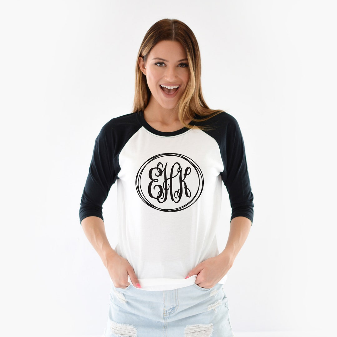 Monogram Raglan Baseball Three Quarter Length Sleeves - Etsy