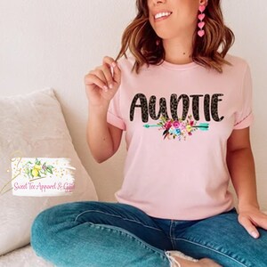 Auntie boho shirt - Leopard shirt - Cute Floral shirt  - Gift for Aunt - Auntie shirt