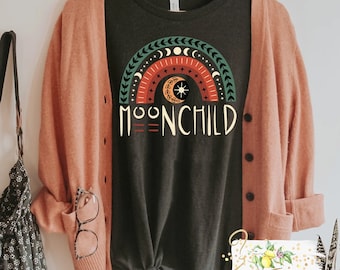 Moon Child t-shirt - Bohemian tshirt - Moon rainbow shirt - Hippie moon shirt - Gift for her t-shirt