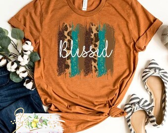 Blessed t-shirt - Fall shirt - Blessed brushstroke shirt - Happy fall shirt - Christian tshirt - Gift for her t-shirt