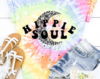 Hippie soul tie dye t-shirt - Boho moon - Bohemian style top - women's apparel