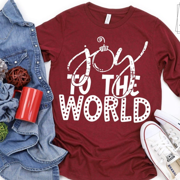 Joy to the World - Christmas - Happy Holidays - Cardinal Red - Long sleeve t-shirt - Christmas time - Unisex top - t-shirt