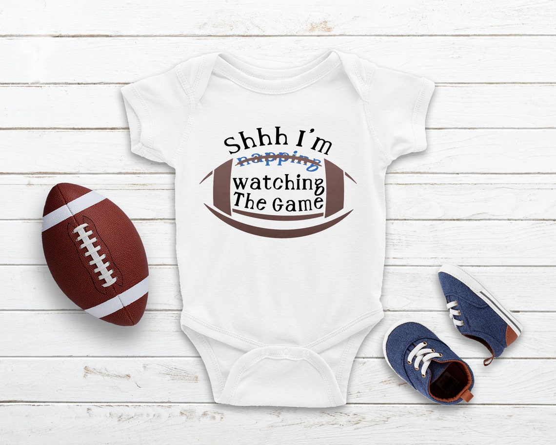 Football Fan Baby One Piece Bodysuit Football Buddy Dad Shhh Etsy
