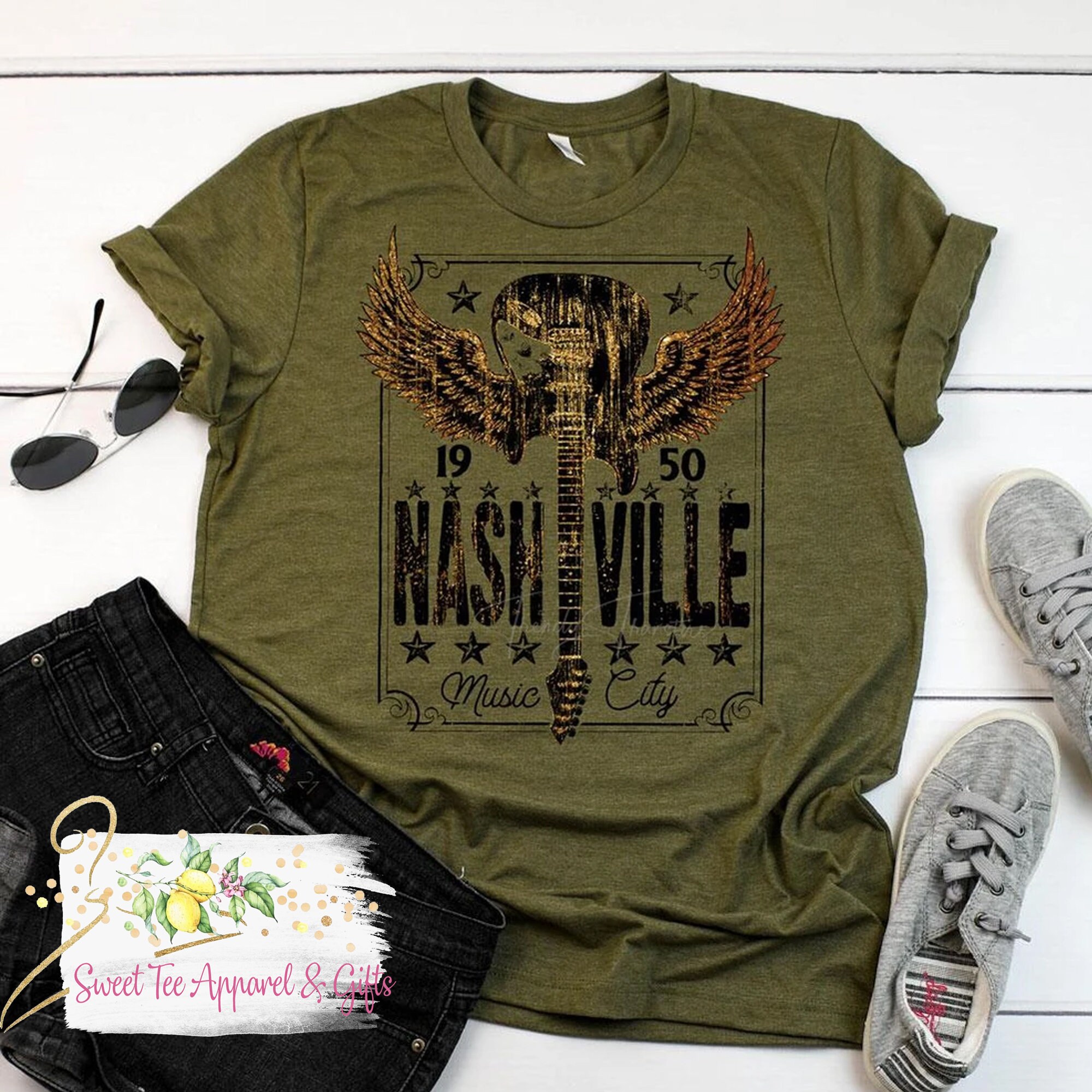 Discover Nashville music city t-shirt