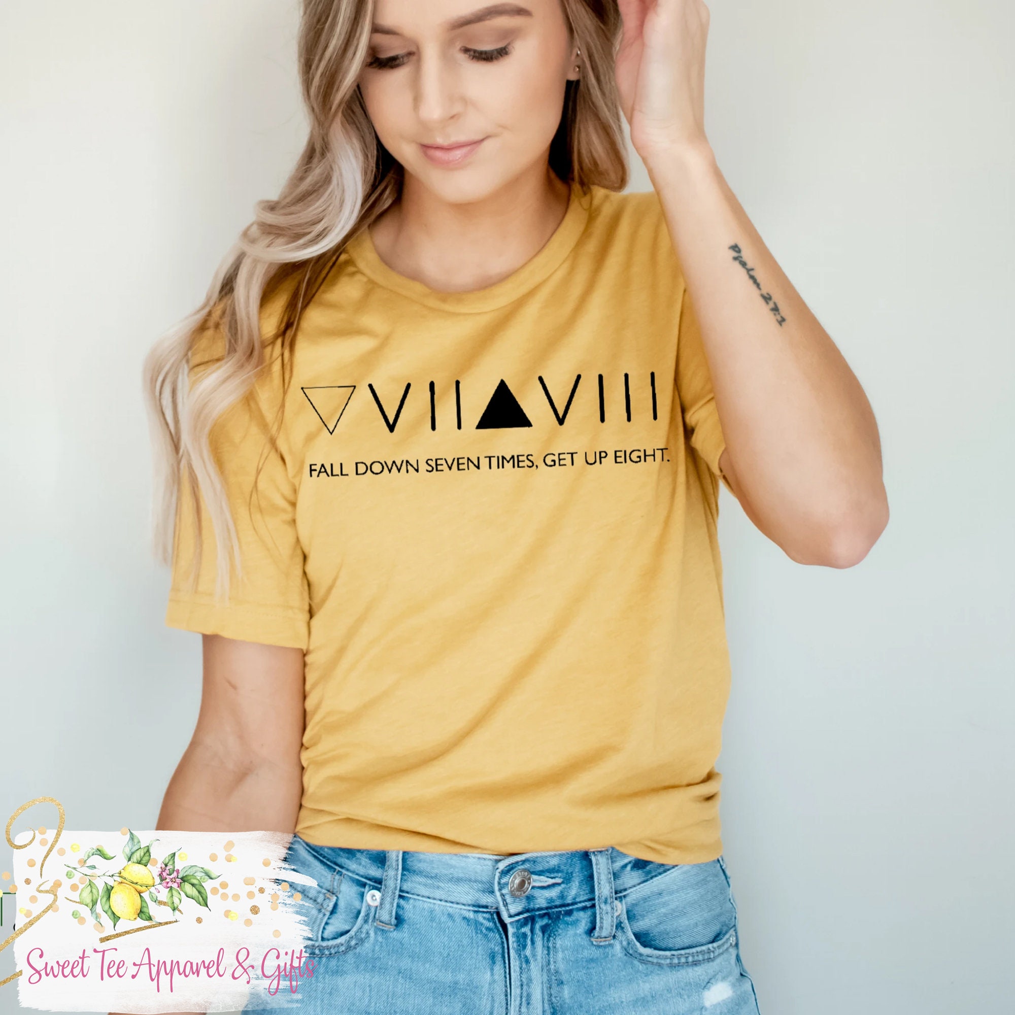 Fall Down 7 Times Get up 8 Tshirt Inspirational Shirt Etsy