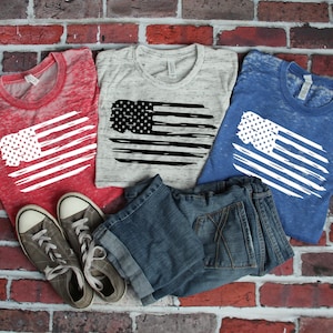Distressed flag t-shirt - Red white and blue - Acid wash distressed shirt - Patriotic shirt - Independence day - Summer time tops - July 4th