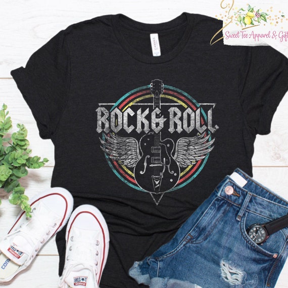 Rock & Roll T-shirt Graphic Tee Music Lover Tee - Etsy UK