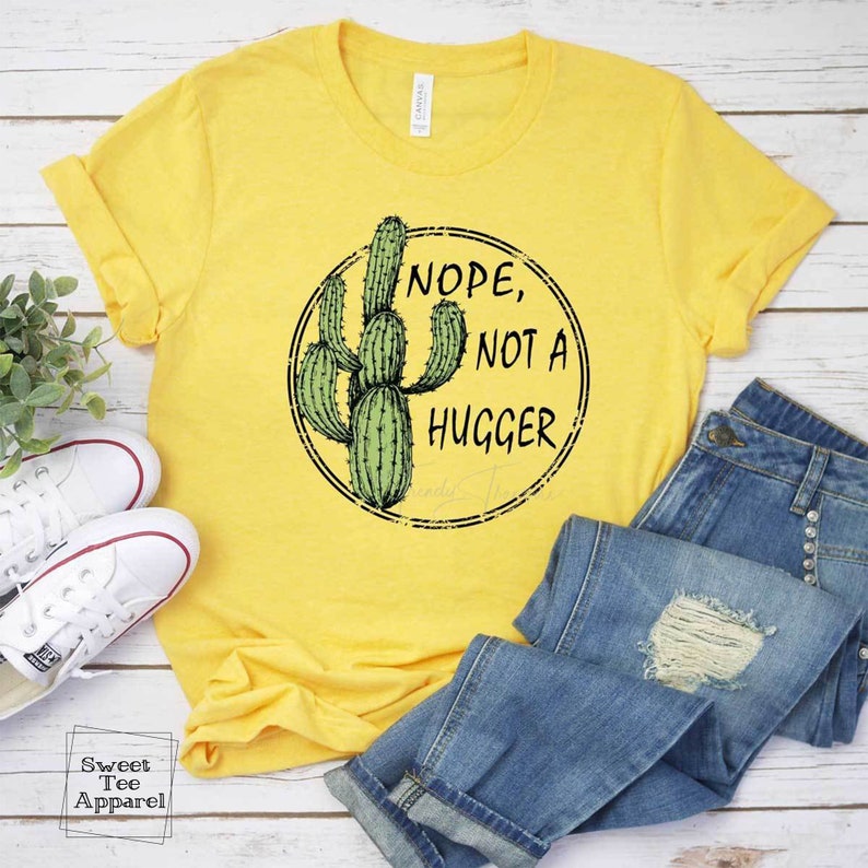Gift idea for friend anti social funny shirt Not a hugger t-shirt Cactus shirt Gift for introvert