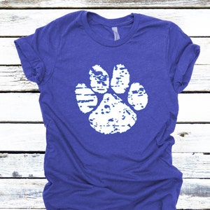 White paw print youth shirt - Soft tee - Kids School spirit - royal blue shirt - t-shirt - unisex -  kentucky top - women&#39;s apparel
