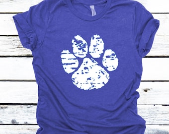White paw print shirt - Soft tee - School spirit - royal blue shirt - t-shirt - unisex -  kentucky top - women's apparel