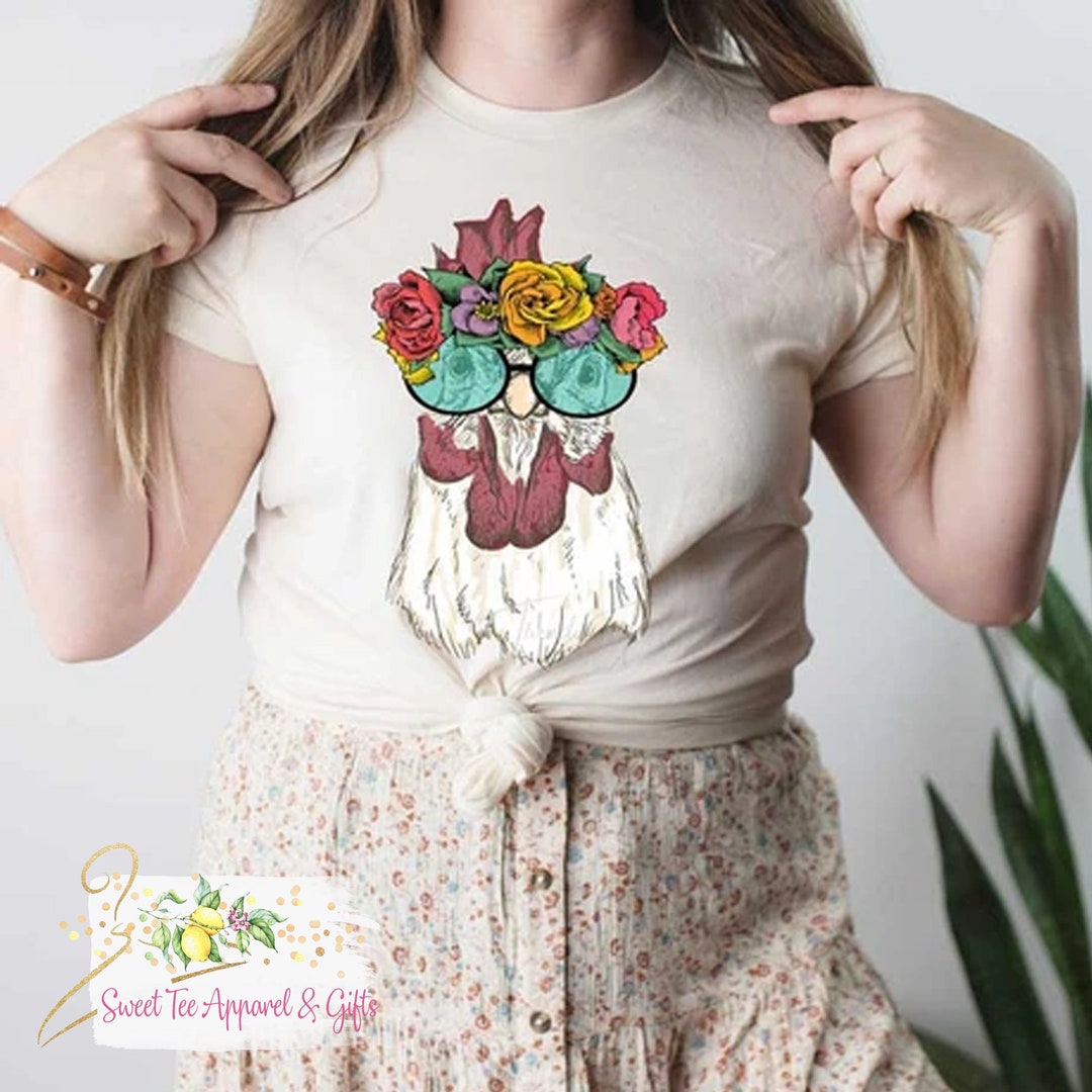 Funny Chicken Wildflower Shirt For Women - Casual Short Sleeve Farm T-Shirt, Country & Farmer Style - View #9