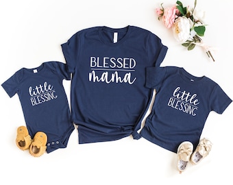 Blessed mama - little blessing t-shirt - Toddler shirt -  Matching shirt - Mom and daughter - Mom and son - Family shirts - Mommy and me