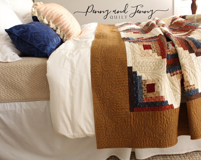 READY TO SHIP Queen Size Log Cabin Quilt Etsy
