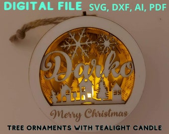 Tealight Candle Christmas Tree Ornament SVG Laser Cut File (Digital Download)