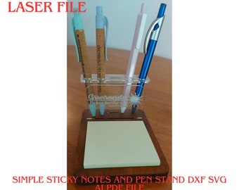 Simple sticky notes and pen stand dxf svg ai pdf file 3mm and 4mm