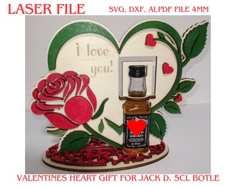 Laser Cut File: Double Heart Rose for 5cl Bottle (Digital File)