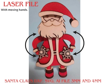 Diseños de Papá Noel de 3 mm y 4 mm SVG DXF AI PDF cortados con láser descargar archivo