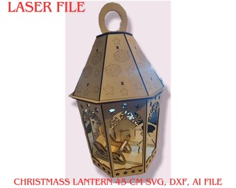 Large christmass lantern 45 cm svg, dxf, ai file