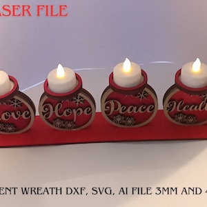 Advent wreath dxf, svg, ai, pdf file 3mm and 4mm