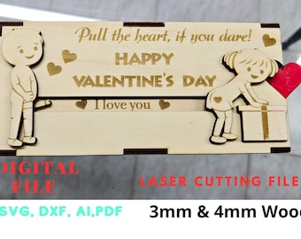 DIGITAL FILE, Laser Cut Romantic Sexy Chocolate Box svg dxf ai pdf| Couple Figurines Gift Box | Diy Valentine Chocolate gift 3 and 4 mm wood