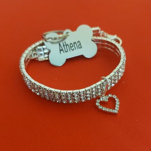 Bling Dog Collar And Personalized tag Rhinestone Dog Collar With Heart Pet Collar Rhinestone collar for Dogs- B1