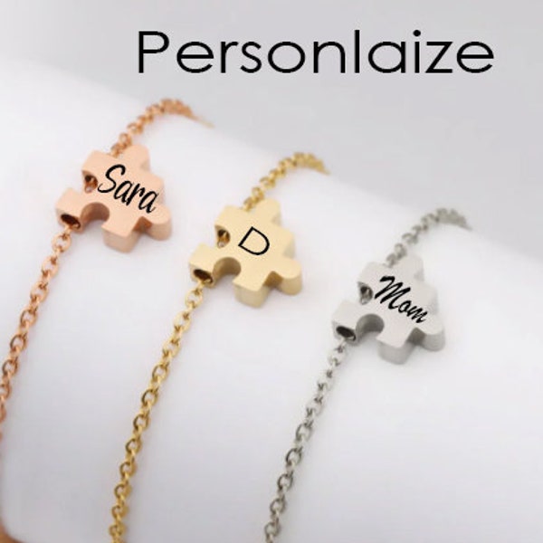 Gold-Silver-Rose Gold Puzzle Bracelet- Tiny Puzzle Bracelet - Dainty Puzzle Bracelet - Puzzle Piece bracelet - Personalized Bracelet - K5