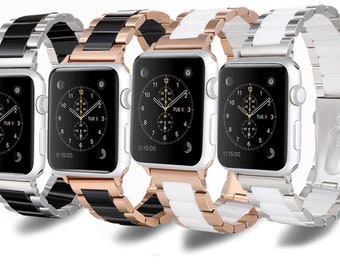 Bracelet en céramique Link Bracelet Pour Apple Watch Band 5 4 3 2 44/42mm 40mm Papillon Fermoir Apple Ceramic Watch- CE4