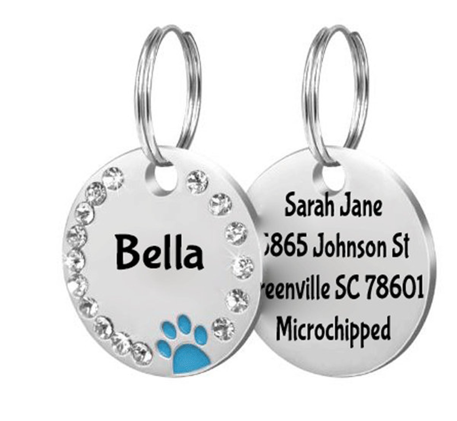 rhinestone dog tag