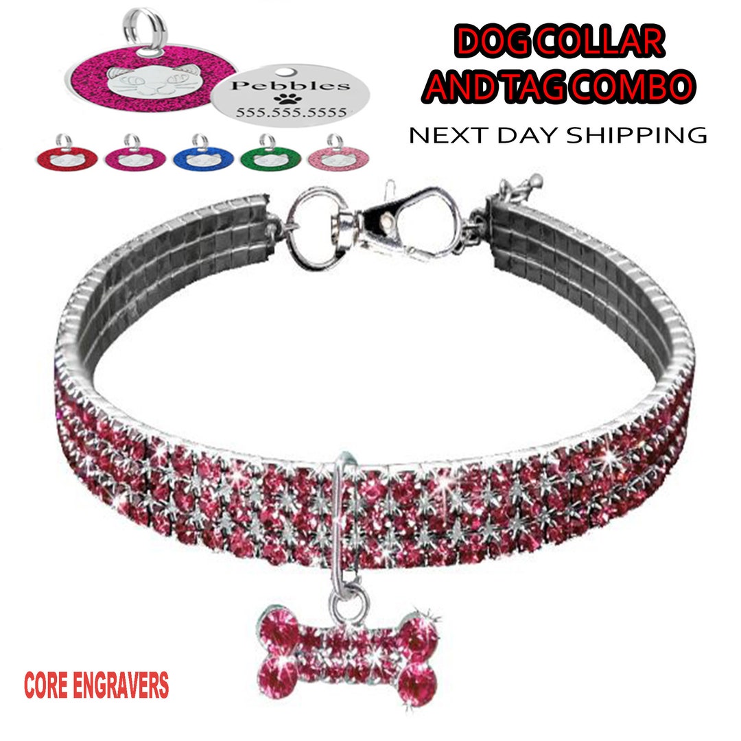 Bling Dog Collar Rhinestone Dog Collar With Bone Pet Collar Rhinestone