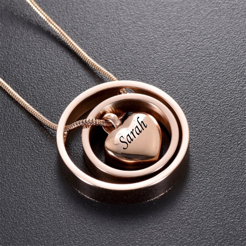 Keepsake-STR Urn Necklaces for Ashes Urns for Human and Pet Ashes Gold-Silver-Rose Gold Personalized Heart shaped urn necklace Memorial