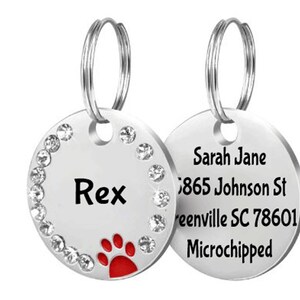 X44J4 Handmade Engraved Bling Dog collar and ID pet name Tag X44J4 Handmade Engraved Bling Dog collar and ID pet name Tag