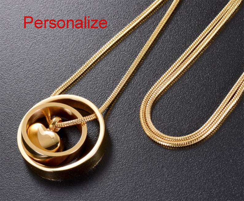 Keepsake-STR Urn Necklaces for Ashes Urns for Human and Pet Ashes Gold-Silver-Rose Gold Personalized Heart shaped urn necklace Memorial