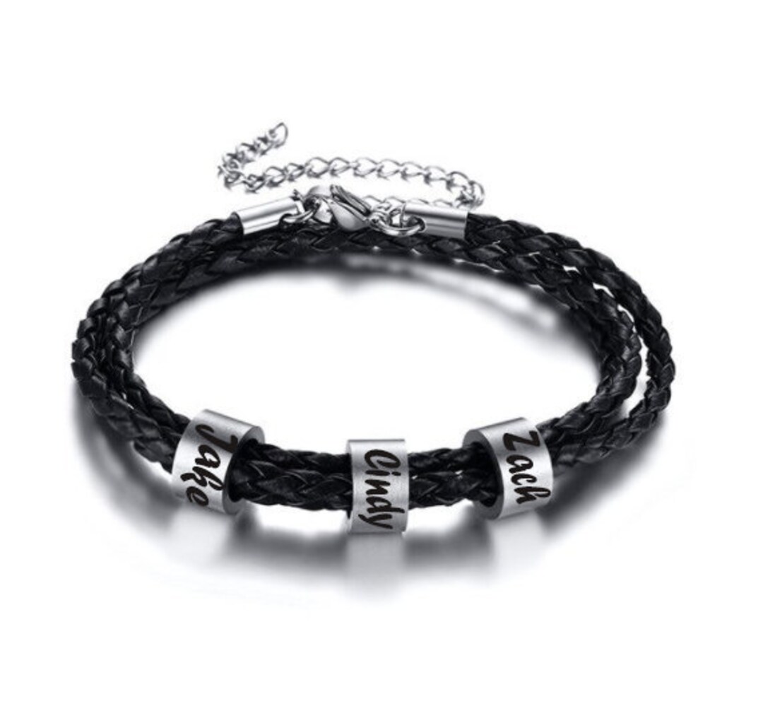 Custom Engraved Charm Bracelet Bracelets for Men bracelet for Dad men