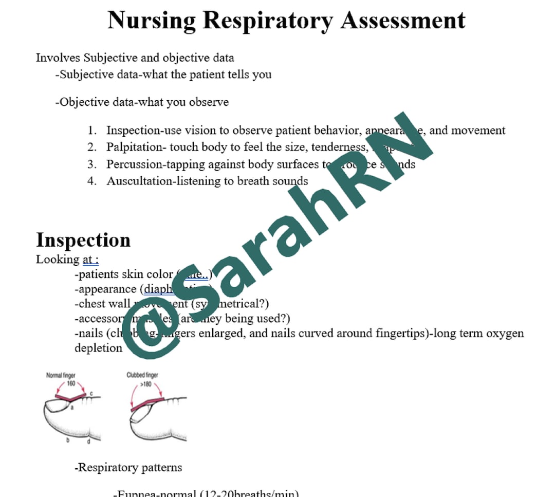 Nursing Respiratory Assessment Notes Etsy