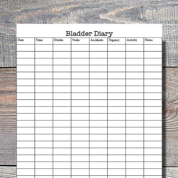 Bladder Diary Tracker Printable