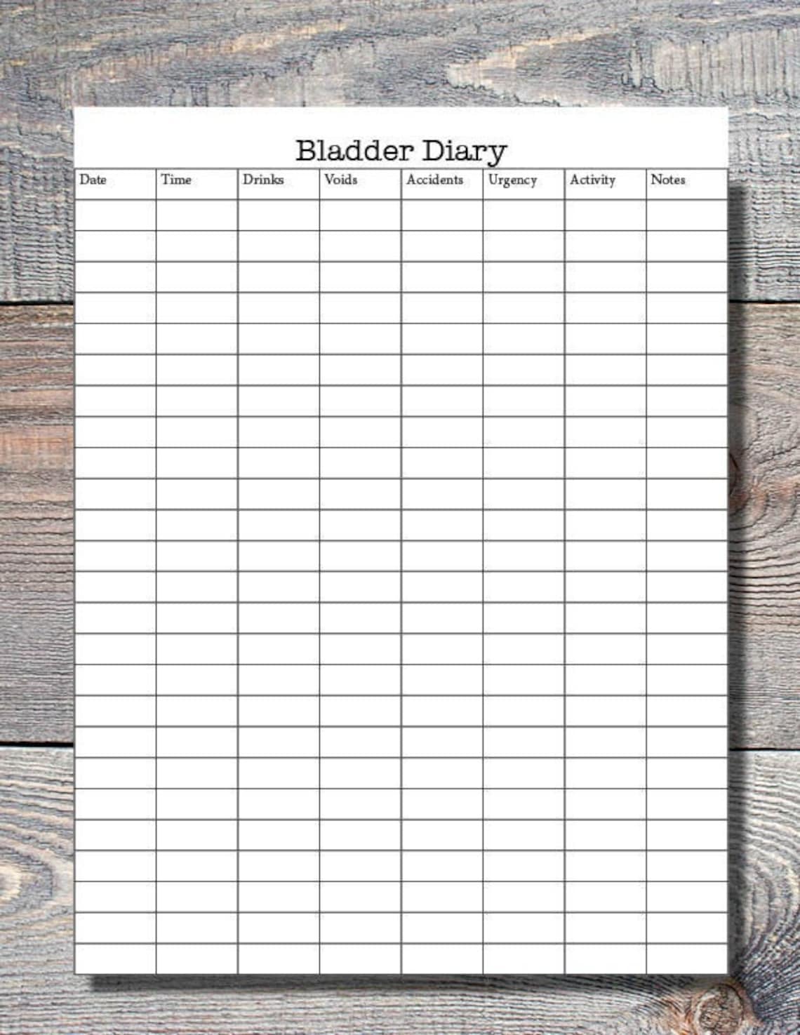 Bladder Diary Tracker Printable Etsy.de