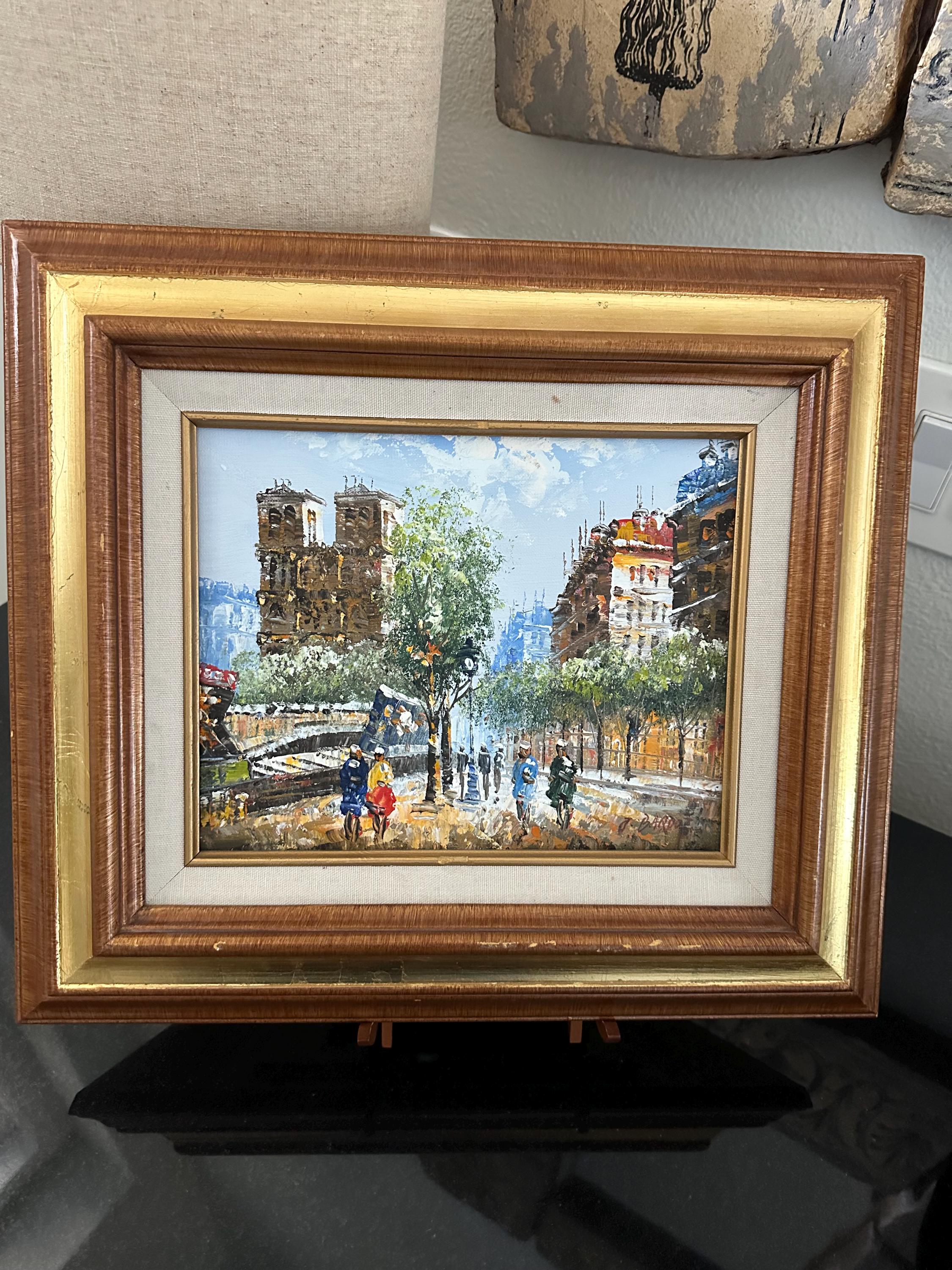 Mid Century French Impressionist Framed Painting Signed J. Bardot