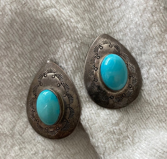 Navajo Sterling and Turquoise "BAL Sterling" Stat… - image 1